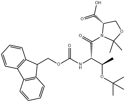 (4S)-3-[(2S,3R)-3-(叔丁氧基)-2-[[芴甲氧羰基]氨基]-1-氧代丁基]-2,2-二甲基-4-恶唑烷羧酸, 1425938-63-1, 结构式