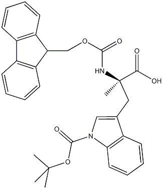 (R)‐N‐FMOC‐Α‐メチル‐N′‐BOC‐トリプトファン 化学構造式