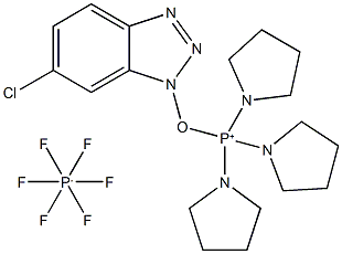 (6-クロロ-1H-ベンゾトリアゾール-1-イルオキシ)トリピロリジノホスホニウムヘキサフルオロホスファート 化学構造式