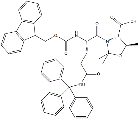 Fmoc-L-Gln(Trt)-L-Thr[PSI(Me,Me)Pro]-OH Struktur