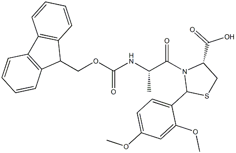 Fmoc-L-Ala-L-Cys[PSI(Dmp,H)pro]-OH Struktur