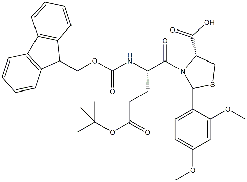 Fmoc-L-Glu(tBu)-L-Cys[PSI(Dmp,H)pro]-OH Struktur