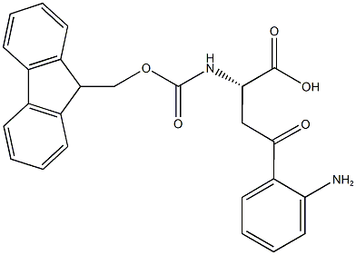 N-alpha-(9-Fluorenylmethyloxycarbonyl)-beta-anthraniloyl-L-alanine, (S)-2-(9-Fluorenylmethyloxycarbonylamino)-4-(2-aminophenyl)-4-oxobutanoic acid Structure