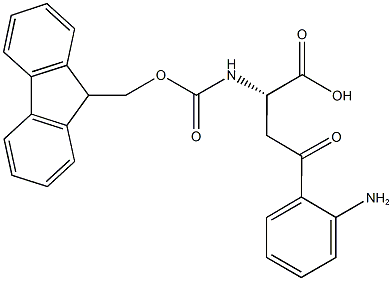N-alpha-(9-Fluorenylmethyloxycarbonyl)-beta-anthraniloyl-L-alanine, (S)-2-(9-Fluorenylmethyloxycarbonylamino)-4-(2-aminophenyl)-4-oxobutanoic acid Struktur