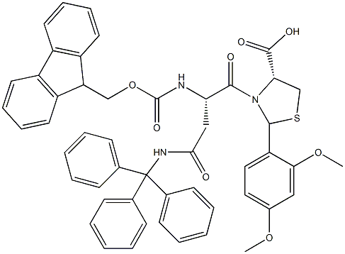 Fmoc-L-Asn(Trt)-L-Cys[PSI(Dmp,H)pro]-OH Struktur