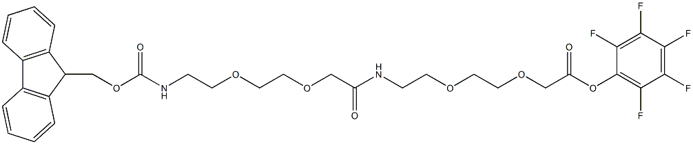 Fmoc-Ado-Ado-OPfp, Fmoc-AEEA-AEEA-OPfp, 17-(9-Fluorenylmethyloxycarbonyl-amino)-9-aza-3,6,12,15-tetraoxa-10-on-heptadecanoic acid pentafluorophenyl ester Structure