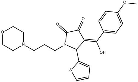 (E)-(4-methoxyphenyl)-[1-(3-morpholin-4-ium-4-ylpropyl)-4,5-dioxo-2-thiophen-2-ylpyrrolidin-3-ylidene]methanolate Structure