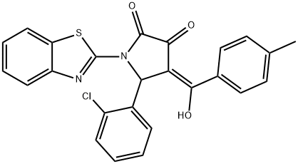 (4E)-1-(1,3-benzothiazol-2-yl)-5-(2-chlorophenyl)-4-[hydroxy-(4-methylphenyl)methylidene]pyrrolidine-2,3-dione Structure