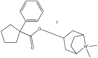 (8,8-dimethyl-8-azoniabicyclo[3.2.1]octan-3-yl) 1-phenylcyclopentane-1-carboxylate iodide Structure