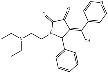 (E)-[1-[2-(diethylazaniumyl)ethyl]-4,5-dioxo-2-phenylpyrrolidin-3-ylidene]-pyridin-4-ylmethanolate Structure
