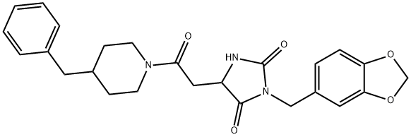 3-(1,3-benzodioxol-5-ylmethyl)-5-[2-(4-benzylpiperidin-1-yl)-2-oxoethyl]imidazolidine-2,4-dione Struktur
