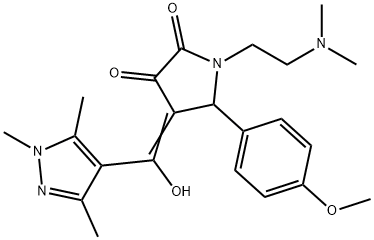 (4E)-1-[2-(dimethylamino)ethyl]-4-[hydroxy-(1,3,5-trimethylpyrazol-4-yl)methylidene]-5-(4-methoxyphenyl)pyrrolidine-2,3-dione Structure
