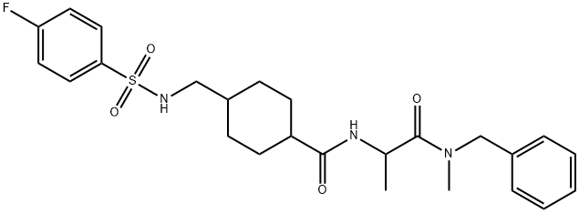 N-[1-[benzyl(methyl)amino]-1-oxopropan-2-yl]-4-[[(4-fluorophenyl)sulfonylamino]methyl]cyclohexane-1-carboxamide Structure