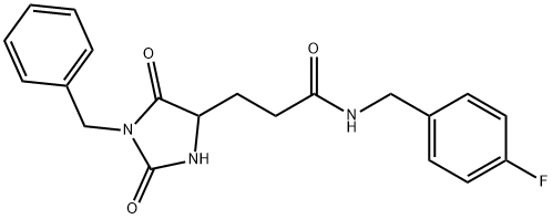 3-(1-benzyl-2,5-dioxoimidazolidin-4-yl)-N-[(4-fluorophenyl)methyl]propanamide Structure
