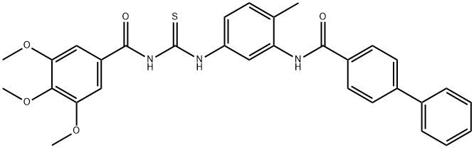 3,4,5-trimethoxy-N-[[4-methyl-3-[(4-phenylbenzoyl)amino]phenyl]carbamothioyl]benzamide Structure