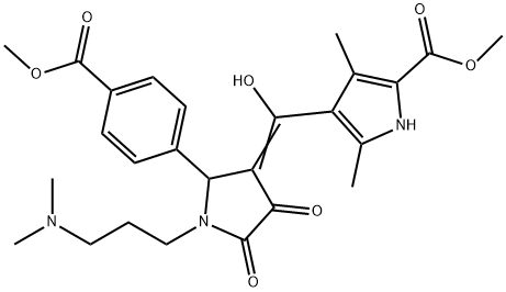 methyl 4-[(E)-[1-[3-(dimethylamino)propyl]-2-(4-methoxycarbonylphenyl)-4,5-dioxopyrrolidin-3-ylidene]-hydroxymethyl]-3,5-dimethyl-1H-pyrrole-2-carboxylate Struktur