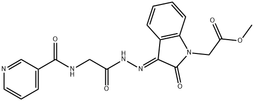 methyl 2-[(3E)-2-oxo-3-[[2-(pyridine-3-carbonylamino)acetyl]hydrazinylidene]indol-1-yl]acetate Struktur