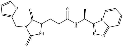 3-[1-(furan-2-ylmethyl)-2,5-dioxoimidazolidin-4-yl]-N-[(1S)-1-([1,2,4]triazolo[4,3-a]pyridin-3-yl)ethyl]propanamide Structure