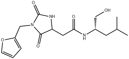 2-[1-(furan-2-ylmethyl)-2,5-dioxoimidazolidin-4-yl]-N-[(2S)-1-hydroxy-4-methylpentan-2-yl]acetamide Structure