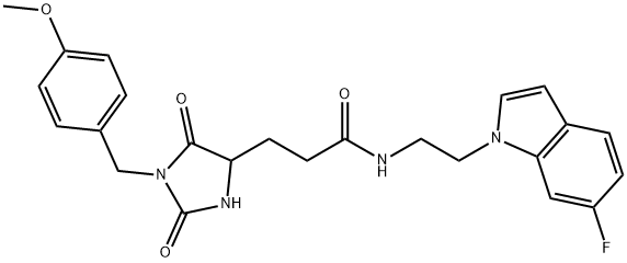 N-[2-(6-fluoroindol-1-yl)ethyl]-3-[1-[(4-methoxyphenyl)methyl]-2,5-dioxoimidazolidin-4-yl]propanamide Structure