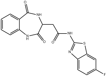 2-(2,5-dioxo-3,4-dihydro-1H-1,4-benzodiazepin-3-yl)-N-(6-fluoro-1,3-benzothiazol-2-yl)acetamide Struktur