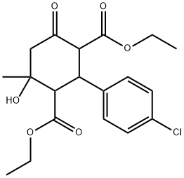 diethyl 2-(4-chlorophenyl)-4-hydroxy-4-methyl-6-oxocyclohexane-1,3-dicarboxylate Struktur