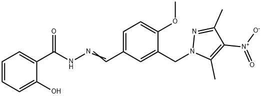 N-[(E)-[3-[(3,5-dimethyl-4-nitropyrazol-1-yl)methyl]-4-methoxyphenyl]methylideneamino]-2-hydroxybenzamide,304652-02-6,结构式