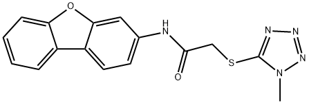 N-dibenzofuran-3-yl-2-(1-methyltetrazol-5-yl)sulfanylacetamide,332026-06-9,结构式