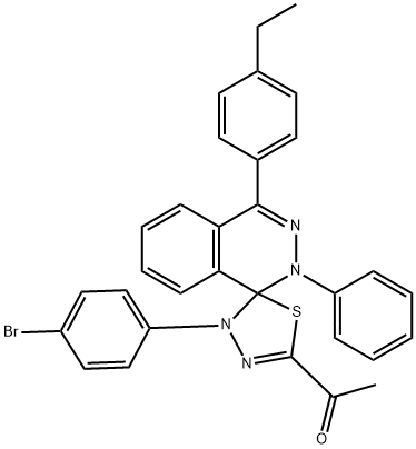 1-[4-(4-bromophenyl)-4'-(4-ethylphenyl)-2'-phenylspiro[1,3,4-thiadiazole-5,1'-phthalazine]-2-yl]ethanone Struktur