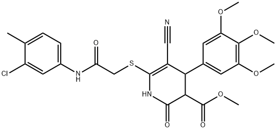 methyl 6-[2-(3-chloro-4-methylanilino)-2-oxoethyl]sulfanyl-5-cyano-2-oxo-4-(3,4,5-trimethoxyphenyl)-3,4-dihydro-1H-pyridine-3-carboxylate 结构式