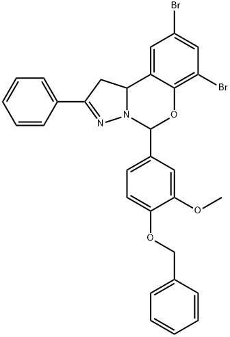 7,9-dibromo-5-(3-methoxy-4-phenylmethoxyphenyl)-2-phenyl-5,10b-dihydro-1H-pyrazolo[1,5-c][1,3]benzoxazine Structure