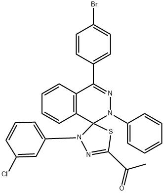 1-[4'-(4-bromophenyl)-4-(3-chlorophenyl)-2'-phenylspiro[1,3,4-thiadiazole-5,1'-phthalazine]-2-yl]ethanone Structure