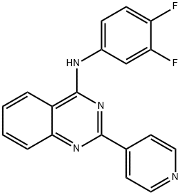 N-(3,4-difluorophenyl)-2-pyridin-4-ylquinazolin-4-amine, 381168-77-0, 结构式