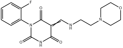 (5E)-1-(2-fluorophenyl)-5-[(2-morpholin-4-ylethylamino)methylidene]-1,3-diazinane-2,4,6-trione Structure
