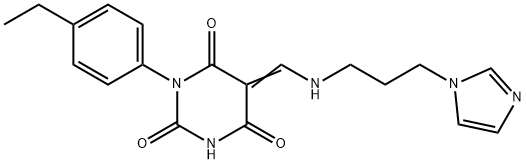(5Z)-1-(4-ethylphenyl)-5-[(3-imidazol-1-ylpropylamino)methylidene]-1,3-diazinane-2,4,6-trione Structure