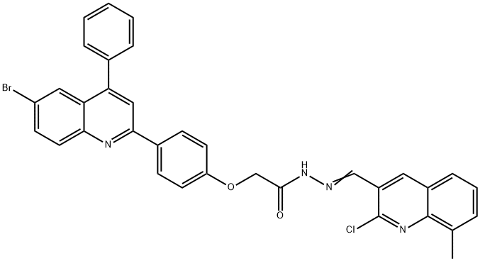 2-[4-(6-bromo-4-phenylquinolin-2-yl)phenoxy]-N-[(E)-(2-chloro-8-methylquinolin-3-yl)methylideneamino]acetamide Structure
