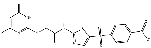 2-[(6-methyl-4-oxo-1H-pyrimidin-2-yl)sulfanyl]-N-[5-(4-nitrophenyl)sulfonyl-1,3-thiazol-2-yl]acetamide Structure