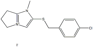 2-[(4-chlorophenyl)methylsulfanyl]-1-methyl-6,7-dihydro-5H-pyrrolo[1,2-a]imidazol-4-ium iodide Structure
