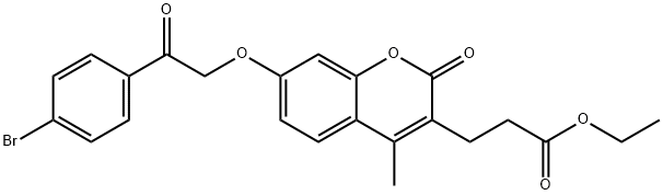 ethyl 3-[7-[2-(4-bromophenyl)-2-oxoethoxy]-4-methyl-2-oxochromen-3-yl]propanoate Struktur