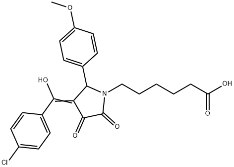 6-[(3E)-3-[(4-chlorophenyl)-hydroxymethylidene]-2-(4-methoxyphenyl)-4,5-dioxopyrrolidin-1-yl]hexanoic acid Structure