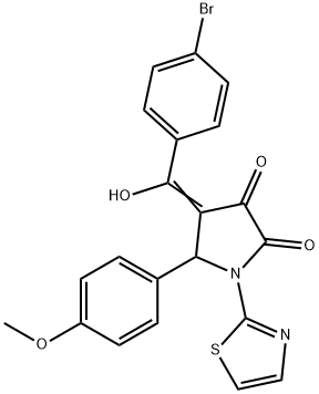 (4E)-4-[(4-bromophenyl)-hydroxymethylidene]-5-(4-methoxyphenyl)-1-(1,3-thiazol-2-yl)pyrrolidine-2,3-dione Structure