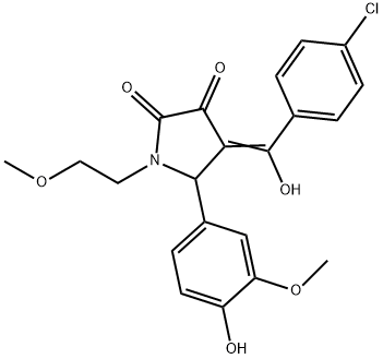 (4E)-4-[(4-chlorophenyl)-hydroxymethylidene]-5-(4-hydroxy-3-methoxyphenyl)-1-(2-methoxyethyl)pyrrolidine-2,3-dione Struktur