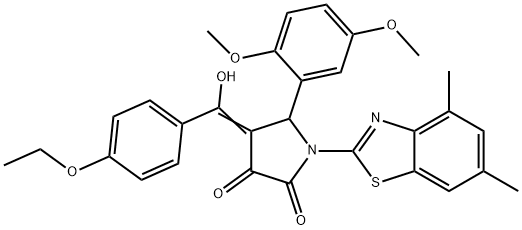 (4E)-5-(2,5-dimethoxyphenyl)-1-(4,6-dimethyl-1,3-benzothiazol-2-yl)-4-[(4-ethoxyphenyl)-hydroxymethylidene]pyrrolidine-2,3-dione Struktur