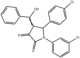 (4E)-1-(3-chlorophenyl)-5-(4-chlorophenyl)-4-[hydroxy(phenyl)methylidene]pyrrolidine-2,3-dione Structure