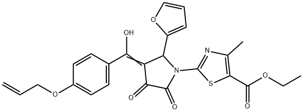 ethyl 2-[(3E)-2-(furan-2-yl)-3-[hydroxy-(4-prop-2-enoxyphenyl)methylidene]-4,5-dioxopyrrolidin-1-yl]-4-methyl-1,3-thiazole-5-carboxylate Structure