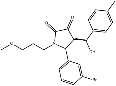 (4E)-5-(3-bromophenyl)-4-[hydroxy-(4-methylphenyl)methylidene]-1-(3-methoxypropyl)pyrrolidine-2,3-dione Structure