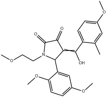 (4E)-5-(2,5-dimethoxyphenyl)-4-[hydroxy-(4-methoxy-2-methylphenyl)methylidene]-1-(2-methoxyethyl)pyrrolidine-2,3-dione Structure