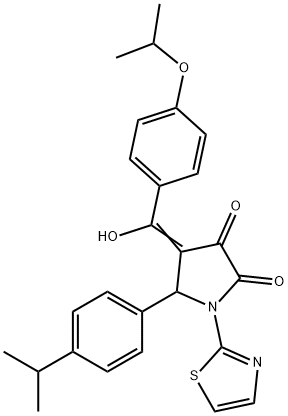 (4E)-4-[hydroxy-(4-propan-2-yloxyphenyl)methylidene]-5-(4-propan-2-ylphenyl)-1-(1,3-thiazol-2-yl)pyrrolidine-2,3-dione Structure