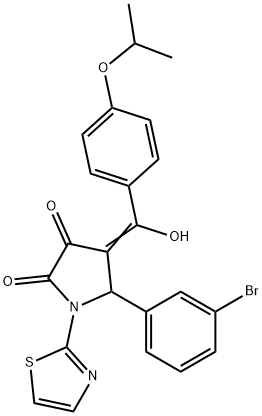 (4E)-5-(3-bromophenyl)-4-[hydroxy-(4-propan-2-yloxyphenyl)methylidene]-1-(1,3-thiazol-2-yl)pyrrolidine-2,3-dione Structure