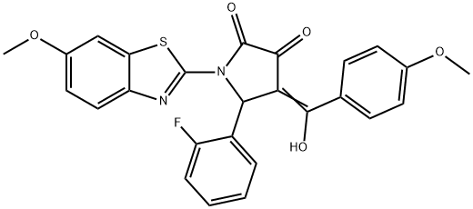 (4E)-5-(2-fluorophenyl)-4-[hydroxy-(4-methoxyphenyl)methylidene]-1-(6-methoxy-1,3-benzothiazol-2-yl)pyrrolidine-2,3-dione Structure